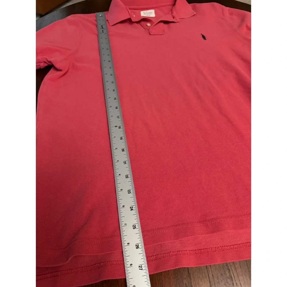 J.‎ Crew Mens Large Coral Red Cotton Pique Short Sleeve Polo Shirt Oarsman Logo